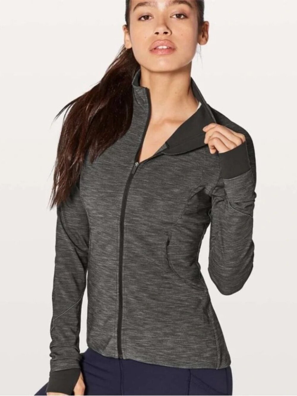 Lululemon Heather Gray Gait Keeper Full-Zip Athletic Jacket Sz 8